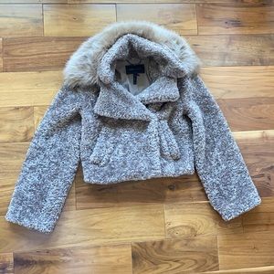 BCBGMAXAZRIA Cropped Faux-Fur Coat